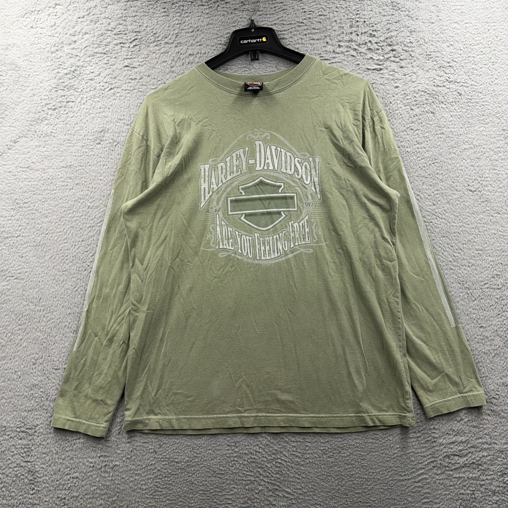 Vintage Y2K Harley Davidson Flames Long Sleeve Shirt Size XL Grunge Goth Skate